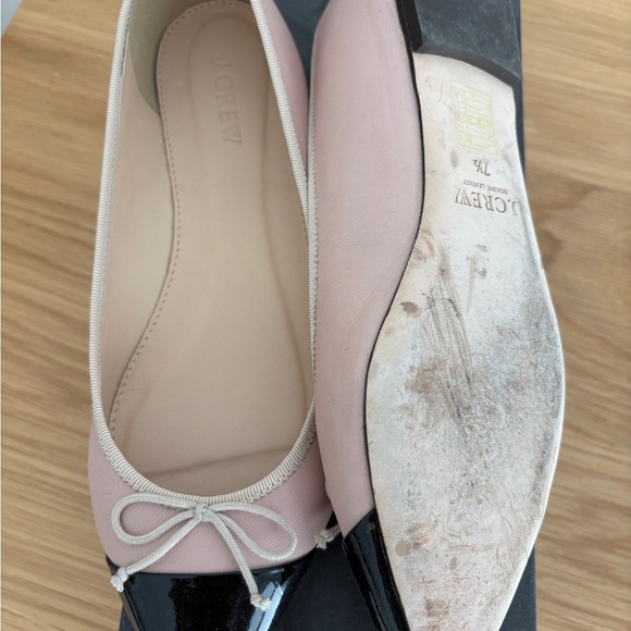 J. Crew Pink and Black Flats with Bow Detail - Picture 2 of 4